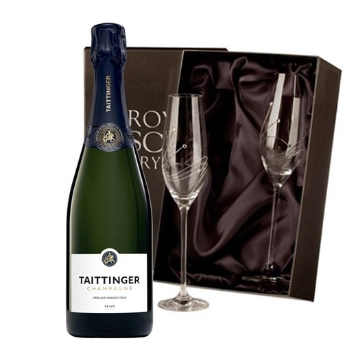 Taittinger Prelude Grands Crus 75cl With Diamante Crystal Flutes